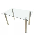 Modern 47x27 Glass Top Dining Table with Steel Frame 6 Modern 47x27 Glass Top Dining Table with Steel Frame