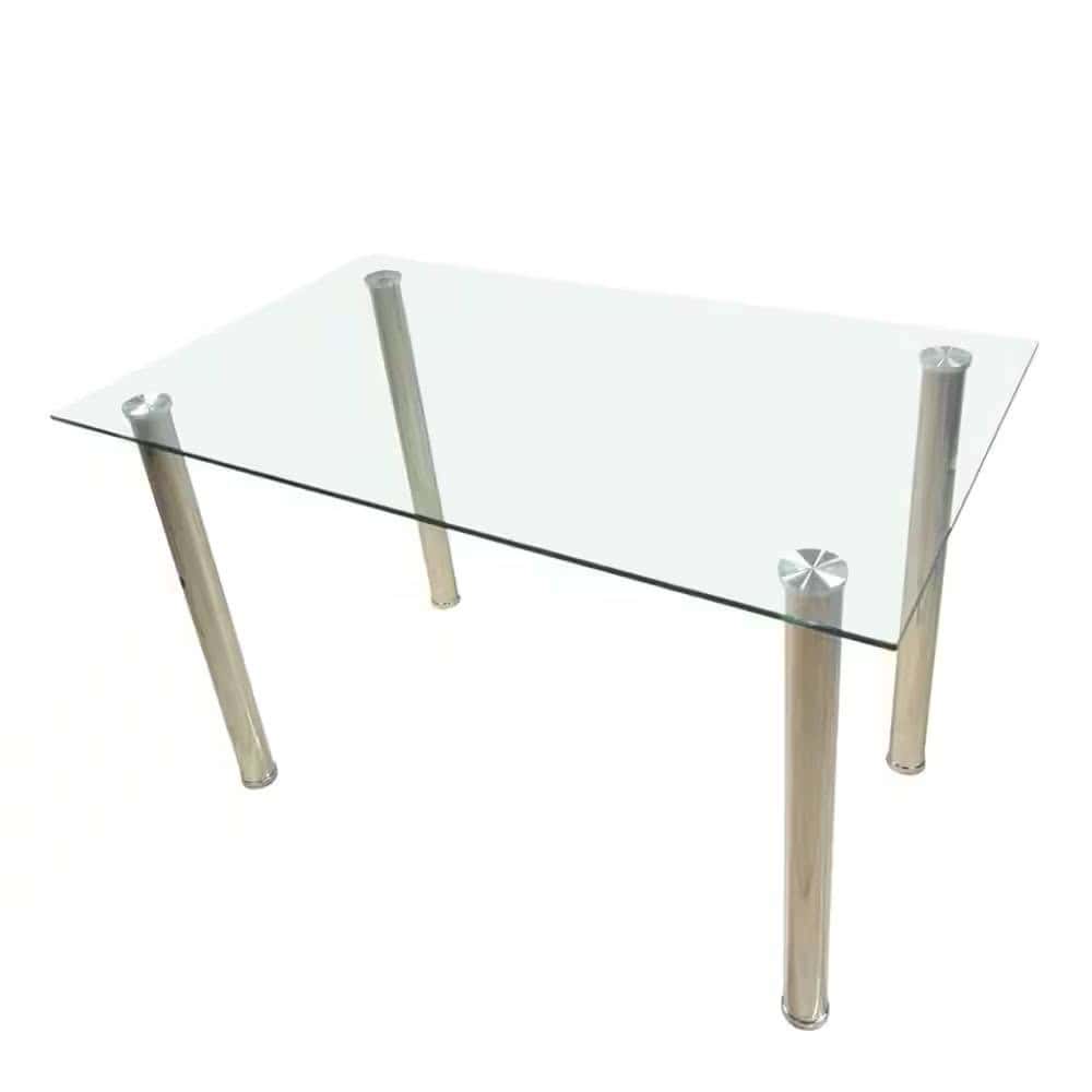 Modern 47x27 Glass Top Dining Table with Steel Frame 2 Modern 47x27 Glass Top Dining Table with Steel Frame - Image 2