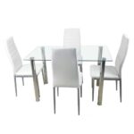 Modern 47x27 Glass Top Dining Table with Steel Frame 7 Modern 47x27 Glass Top Dining Table with Steel Frame
