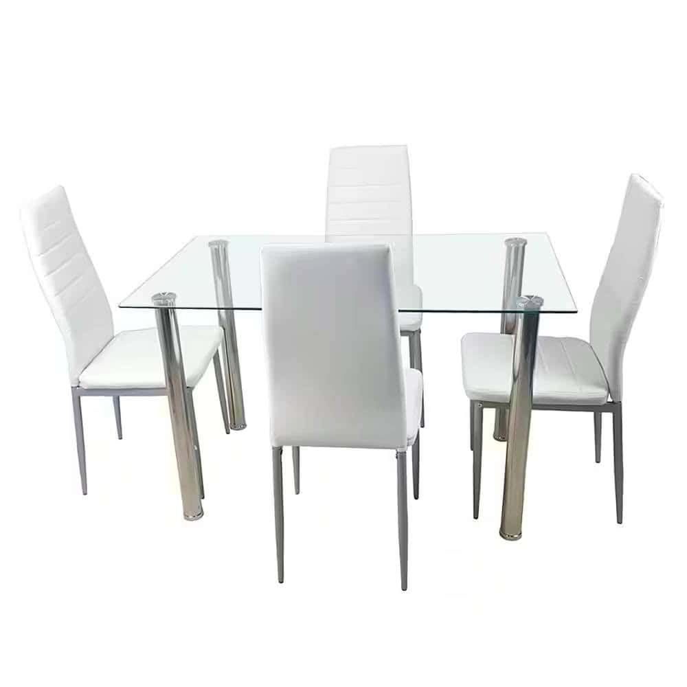 Modern 47x27 Glass Top Dining Table with Steel Frame 3 Modern 47x27 Glass Top Dining Table with Steel Frame - Image 3