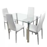 Modern 47x27 Glass Top Dining Table with Steel Frame 8 Modern 47x27 Glass Top Dining Table with Steel Frame