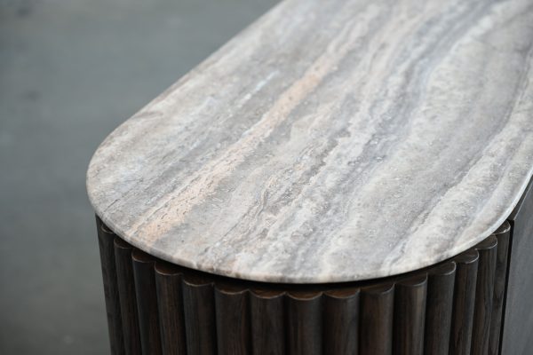 KOII Silver Grey Travertine Ebony Ash 4 Door Sideboard 5 2