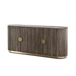 KOII Silver Grey Travertine Ebony Ash 4-Door Sideboard