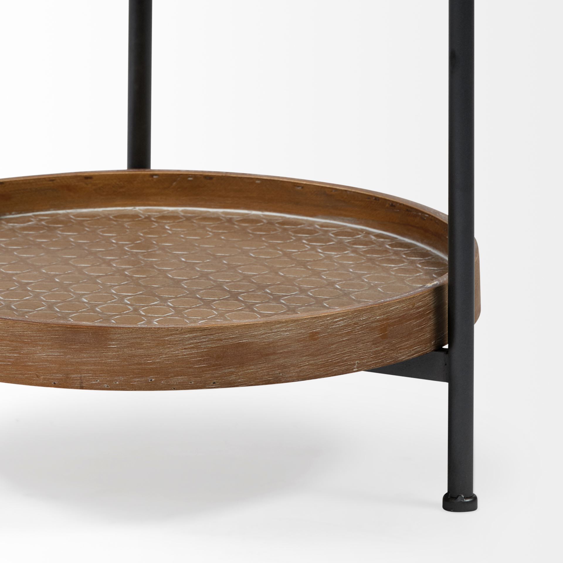 Kade III 16.9" Round Top Natural Brown Wood and Gray Metal Frame Tray-Style End/Side Table 5 Kade III 16.9" Round Top Natural Brown Wood and Gray Metal Frame Tray-Style End/Side Table - Image 5