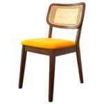 Orange Velvet Danish-Style Dining Chairs Elegant and Comfortable (Set of 2)