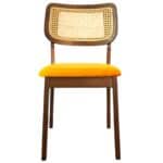 Orange Velvet Danish-Style Dining Chairs Elegant and Comfortable (Set of 2)