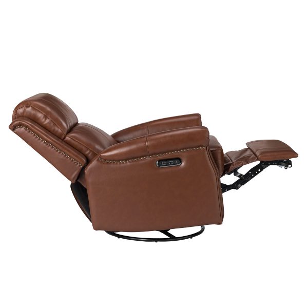 Kaietan Brown Genuine Leather Power Rocking Recliner 2