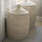 Kairi Set of 2 Seagrass Floor Baskets w/ Lids and Handles