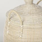 Kairi Set of 2 Seagrass Floor Baskets w/ Lids and Handles