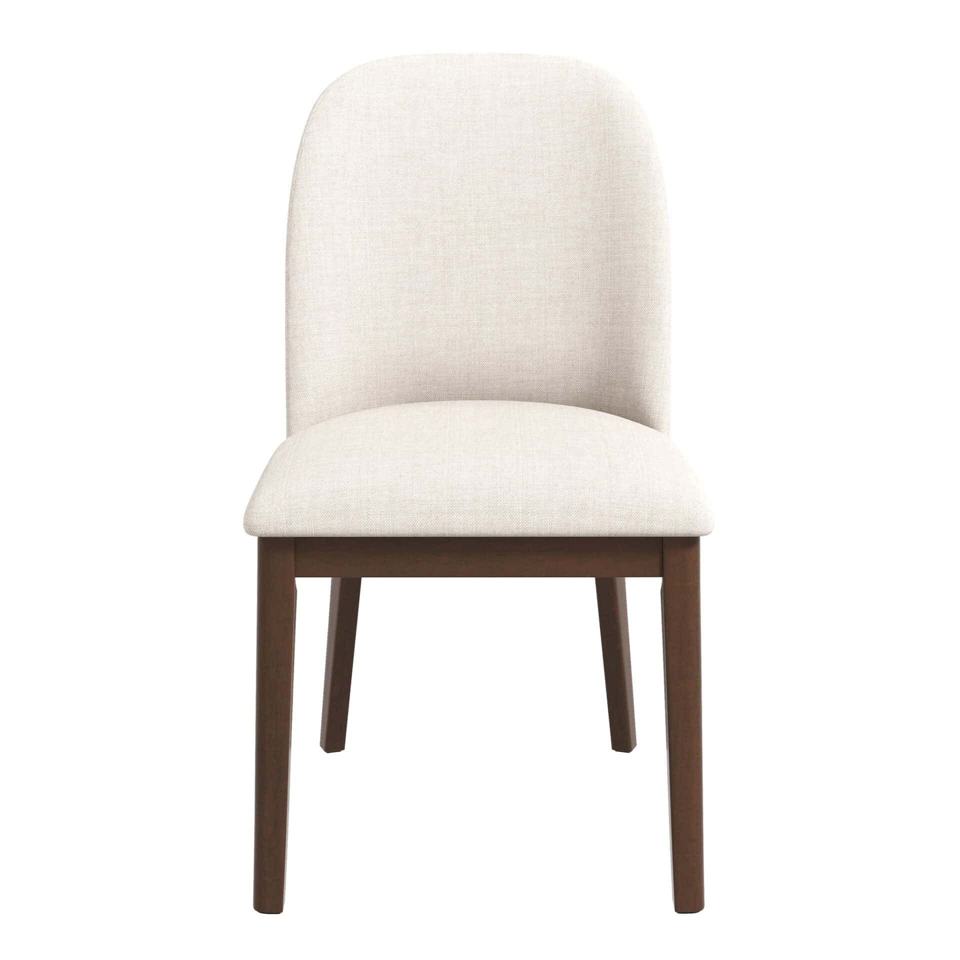 Beige Linen Mid-Century Modern Dining Chairs Solid Wood (Set of 2) 3 Beige Linen Mid-Century Modern Dining Chairs Solid Wood (Set of 2) - Image 3