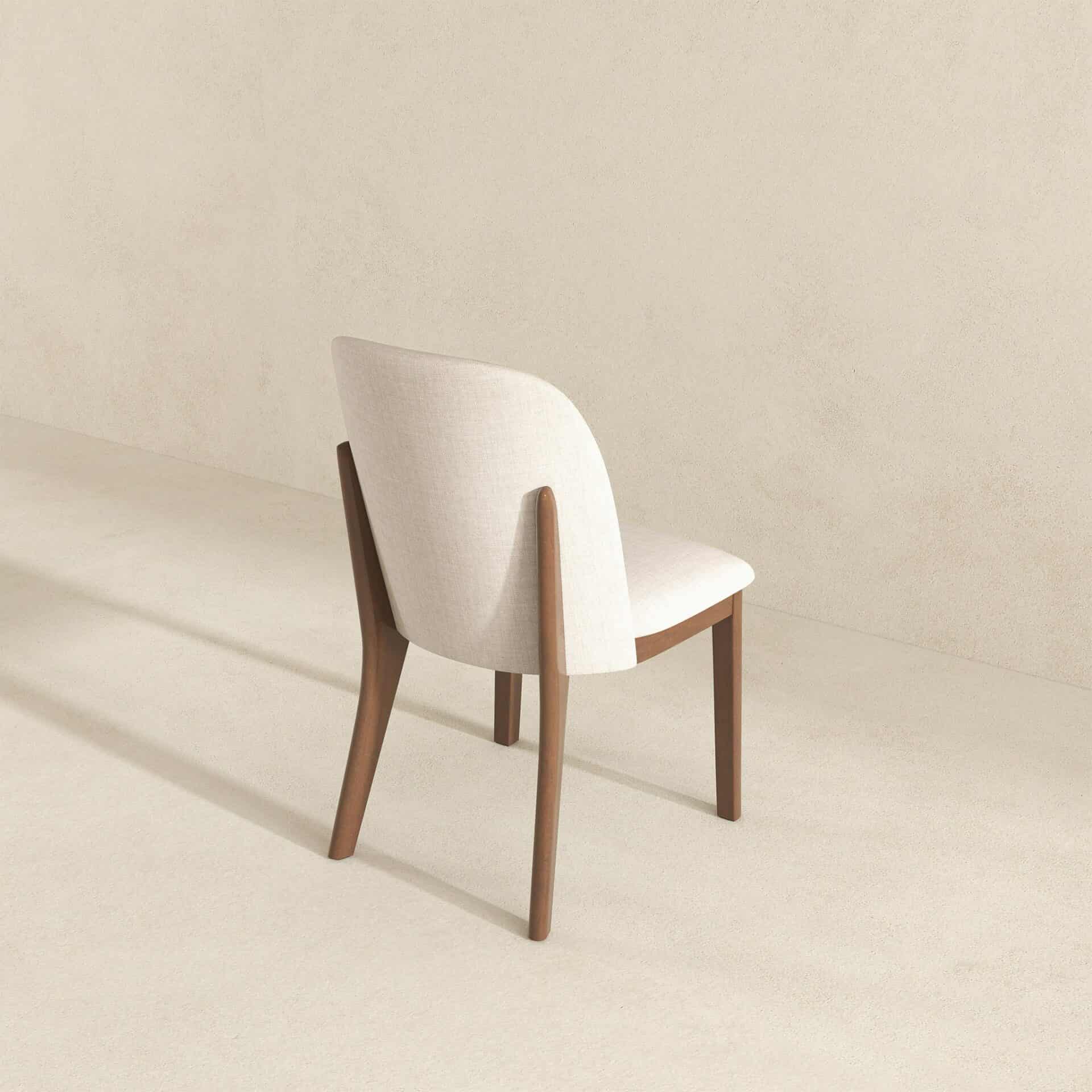 Beige Linen Mid-Century Modern Dining Chairs Solid Wood (Set of 2) 4 Beige Linen Mid-Century Modern Dining Chairs Solid Wood (Set of 2) - Image 4