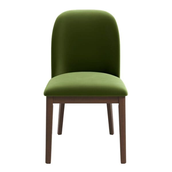 Green Velvet Mid-Century Modern Dining Chairs Solid Wood (Set of 2)