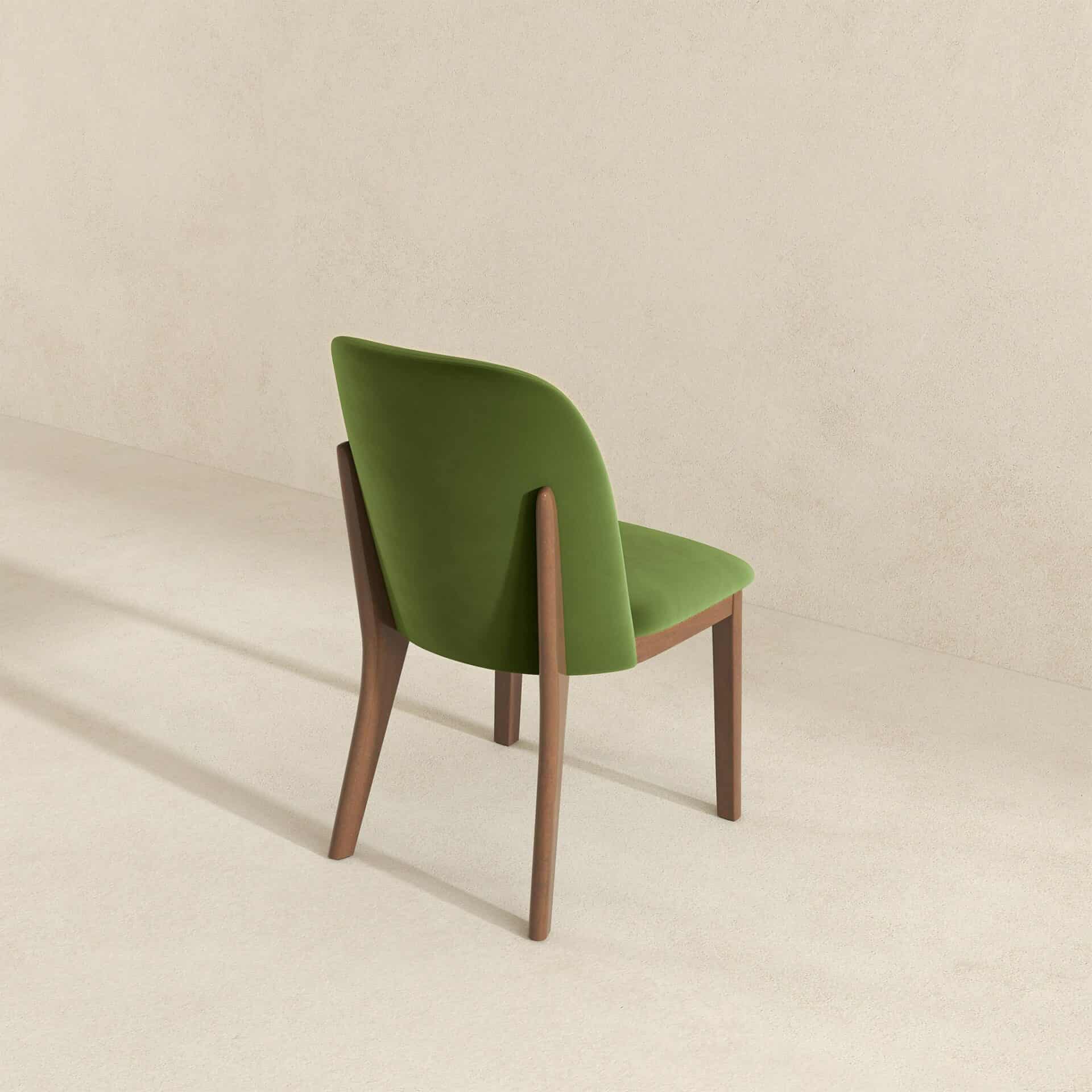 Green Velvet Mid-Century Modern Dining Chairs Solid Wood (Set of 2) 6 Green Velvet Mid-Century Modern Dining Chairs Solid Wood (Set of 2) - Image 6