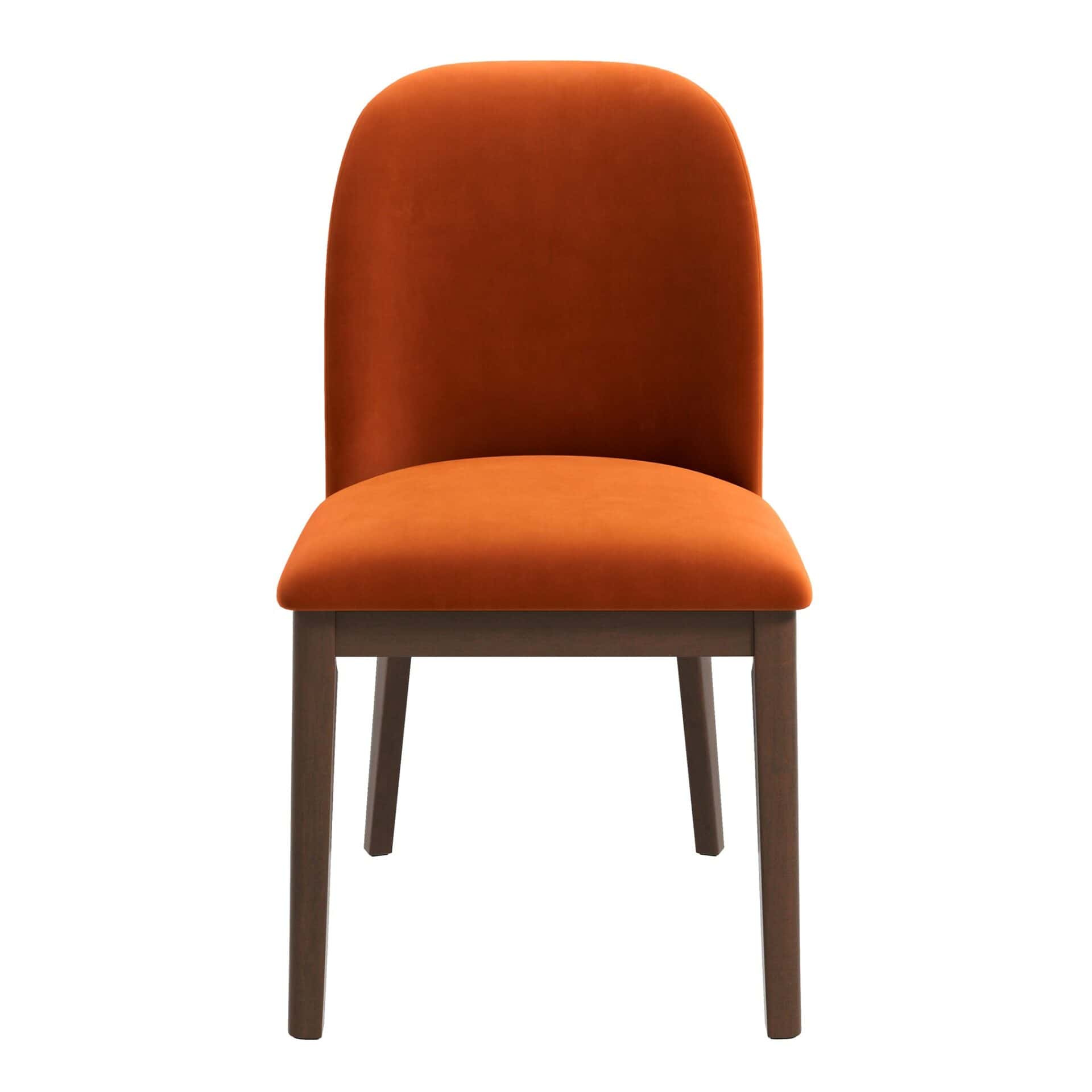Orange Velvet Mid-Century Modern Dining Chairs Solid Wood (Set of 2) 1 Orange Velvet Mid-Century Modern Dining Chairs Solid Wood (Set of 2)