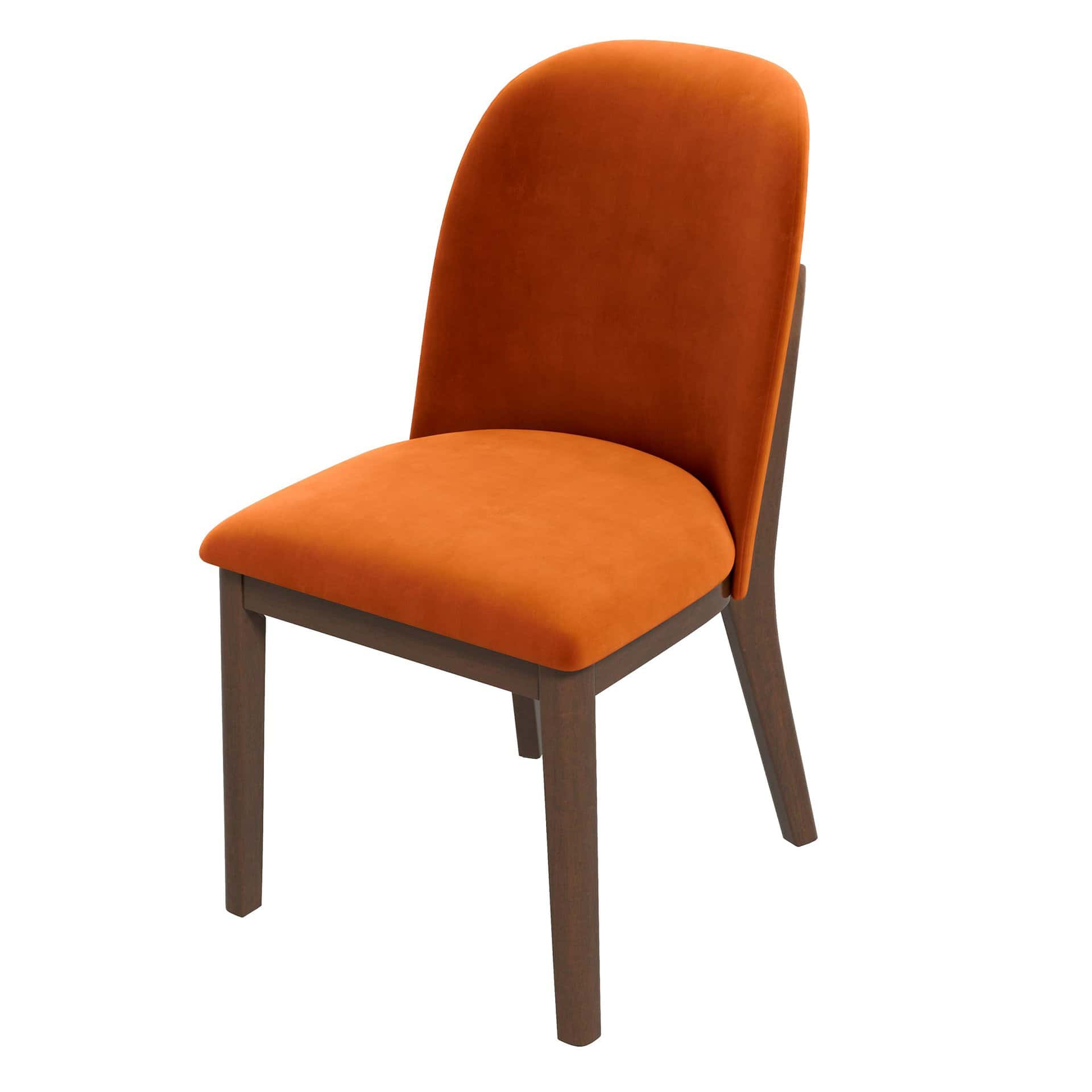 Orange Velvet Mid-Century Modern Dining Chairs Solid Wood (Set of 2) 12 Orange Velvet Mid-Century Modern Dining Chairs Solid Wood (Set of 2)