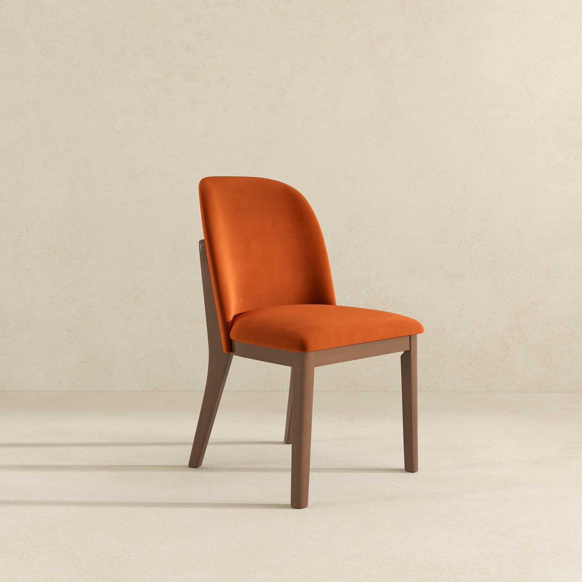 Orange Velvet Mid-Century Modern Dining Chairs Solid Wood (Set of 2) 10 Orange Velvet Mid-Century Modern Dining Chairs Solid Wood (Set of 2)