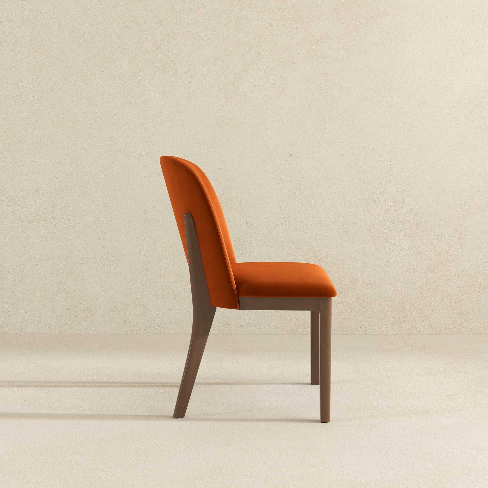 Orange Velvet Mid-Century Modern Dining Chairs Solid Wood (Set of 2) 9 Orange Velvet Mid-Century Modern Dining Chairs Solid Wood (Set of 2)