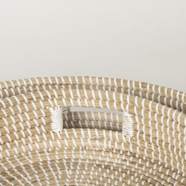 Kalama Set of 2 Large Round Seagrass Trays w Handles 5