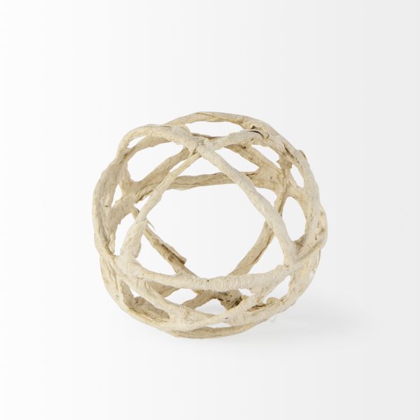 Kali 4.5L x 4.5W x 4.5H Small Beige Decorative Metal and Paper Object 2