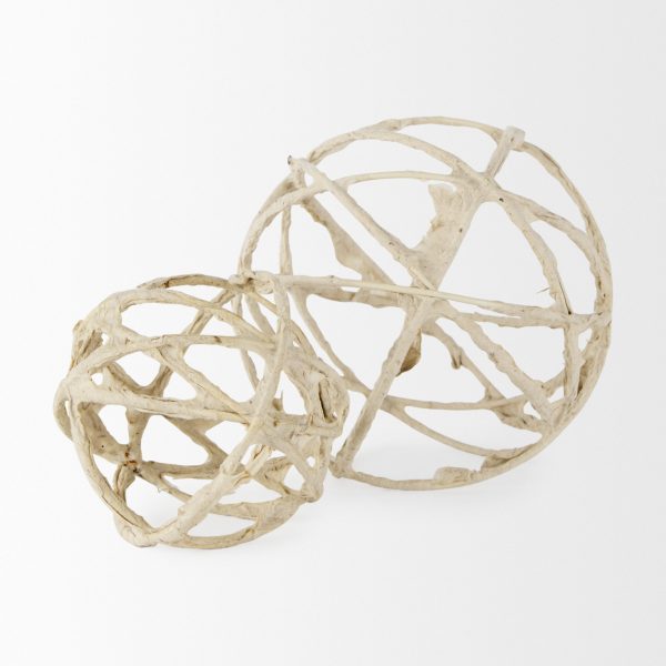 Kali 4.5L x 4.5W x 4.5H Small Beige Decorative Metal and Paper Object 3