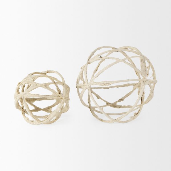 Kali 4.5L x 4.5W x 4.5H Small Beige Decorative Metal and Paper Object 4