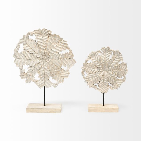 Kamara I Small 12L x 4W White Washed Wood WAntiqued Silver Botanical Decorative Object 2