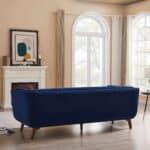 Blue Velvet Mid-Century Modern Sofa with Solid Wood Frame