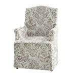 Kanrad Beige Slipcover Roll Arm Dining Chair with Casters 6 Kanrad Beige Slipcover Roll Arm Dining Chair with Casters