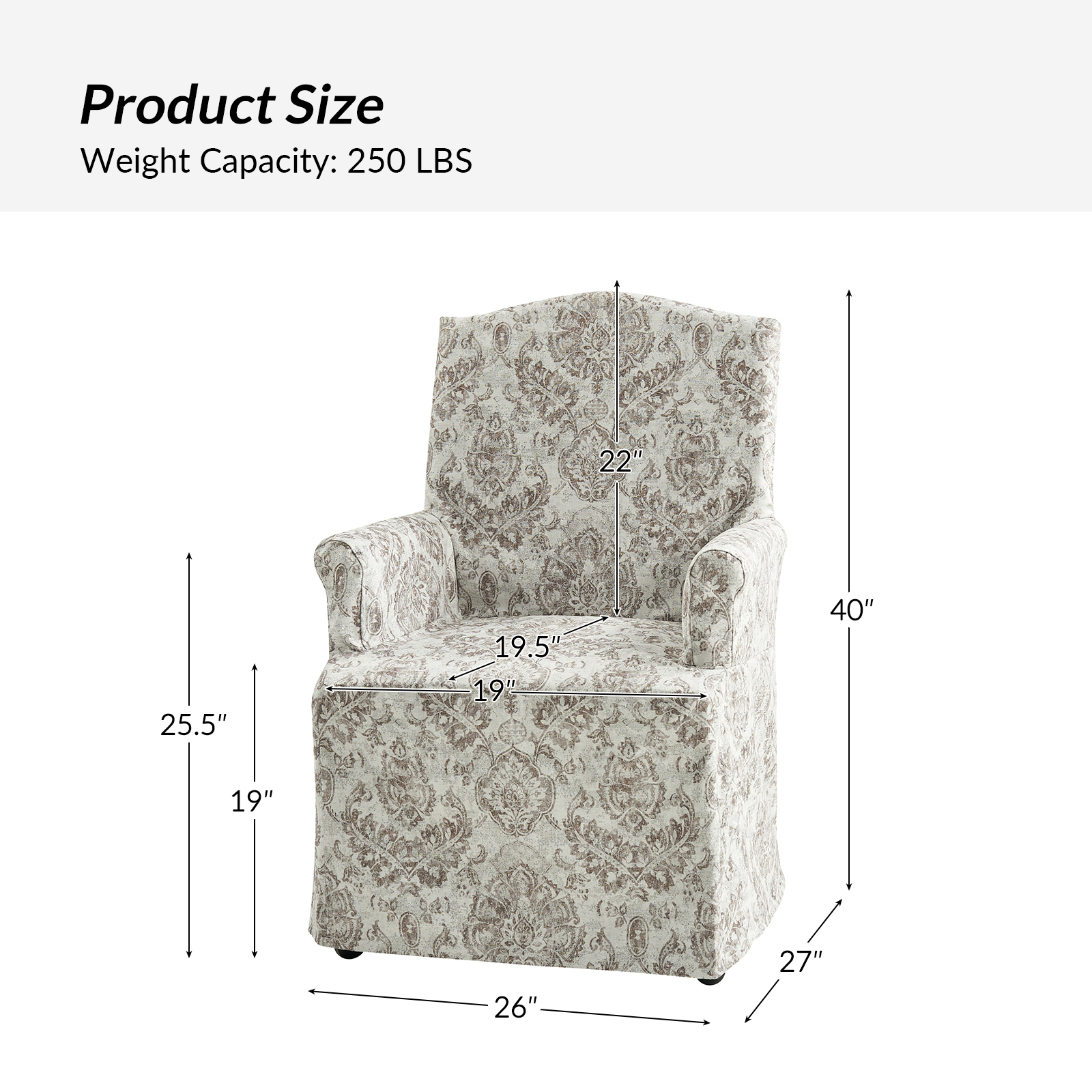 Kanrad Beige Slipcover Roll Arm Dining Chair with Casters 5 Kanrad Beige Slipcover Roll Arm Dining Chair with Casters - Image 5