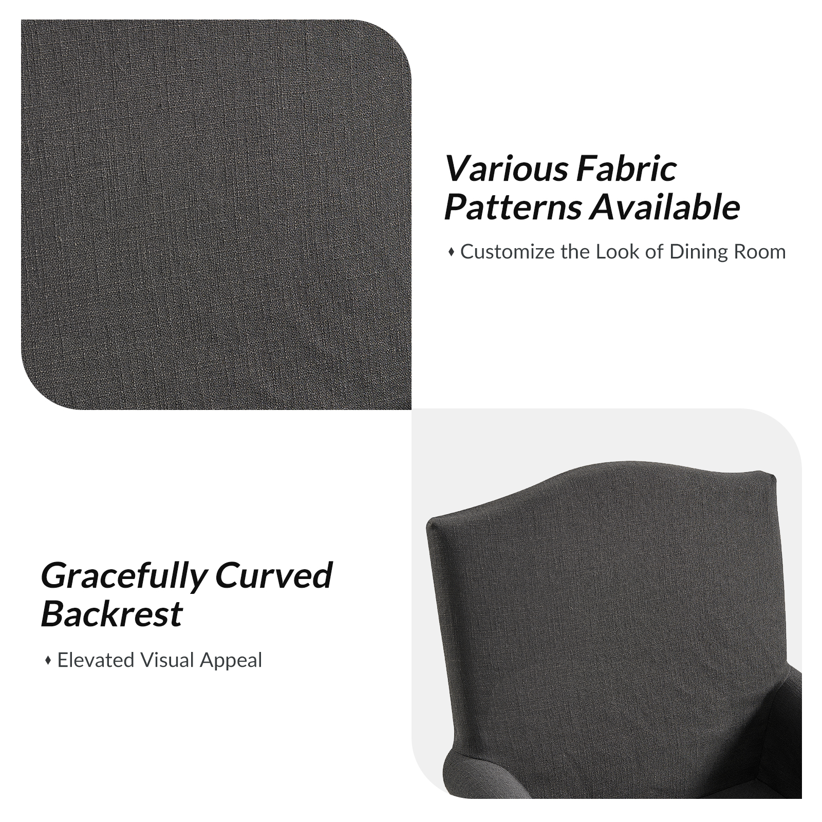 Kanrad Charcoal Slipcover Roll Arm Dining Chair with Casters 4 Kanrad Charcoal Slipcover Roll Arm Dining Chair with Casters - Image 4