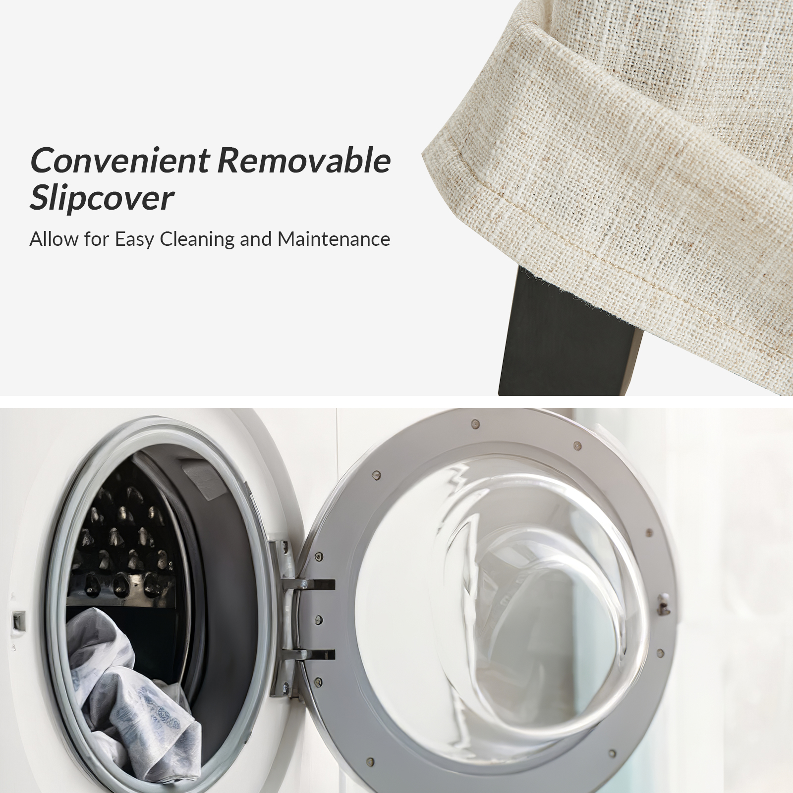 Kanrad Ivory Roll Arm Slipcover Dining Chair with Casters 3 Kanrad Ivory Roll Arm Slipcover Dining Chair with Casters - Image 3