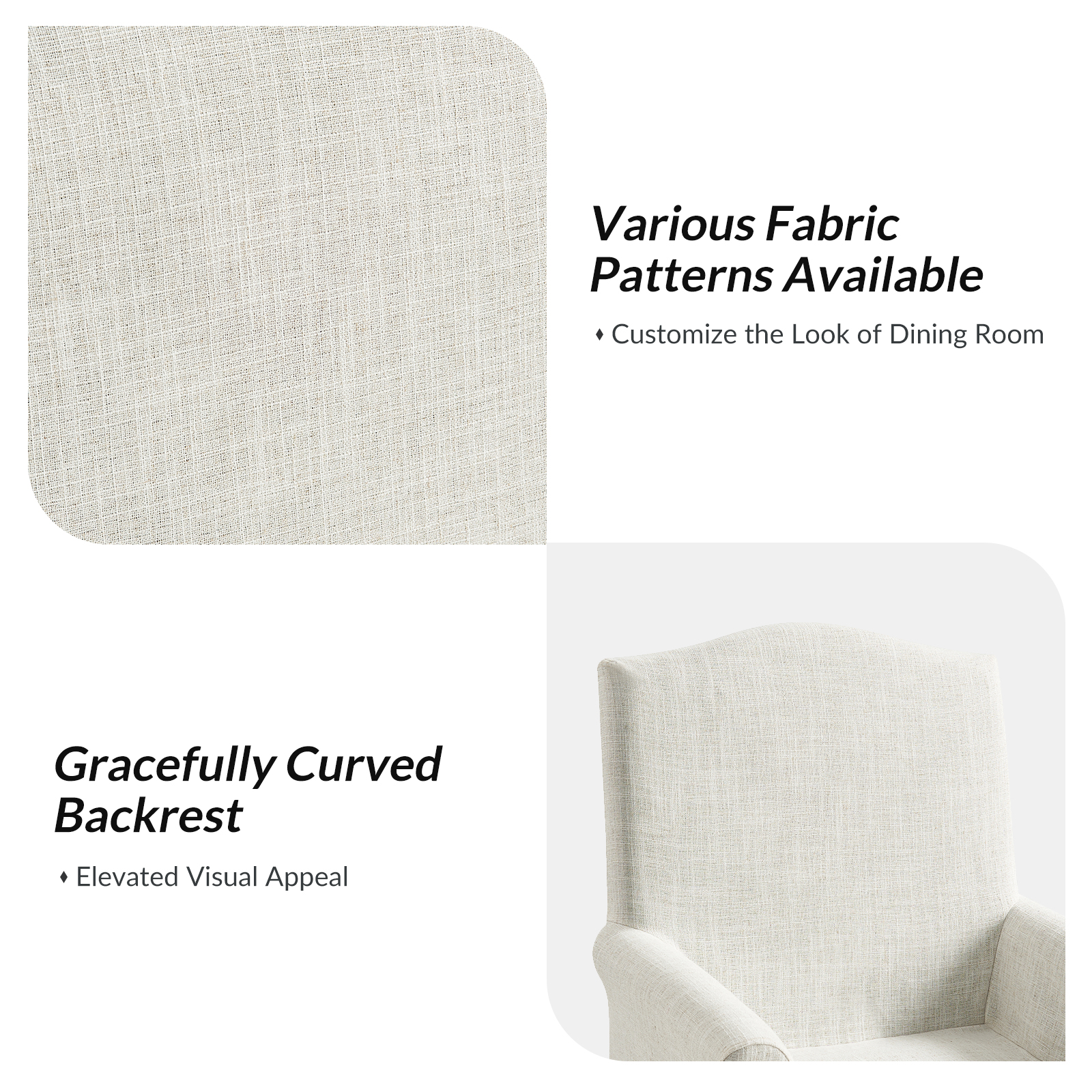 Kanrad Ivory Roll Arm Slipcover Dining Chair with Casters 4 Kanrad Ivory Roll Arm Slipcover Dining Chair with Casters - Image 4