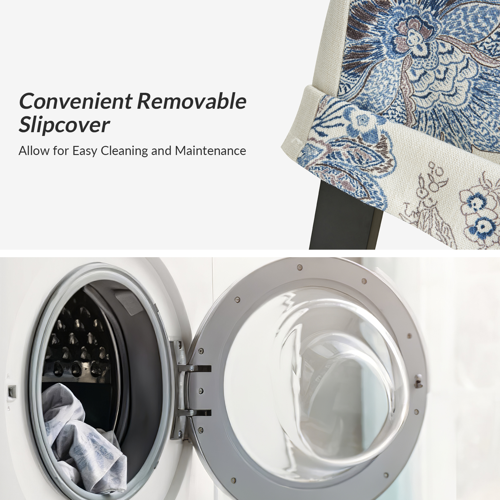 Kanrad Jeacobean Slipcover Roll Arm Caster Dining Chair 3 Kanrad Jeacobean Slipcover Roll Arm Caster Dining Chair - Image 3