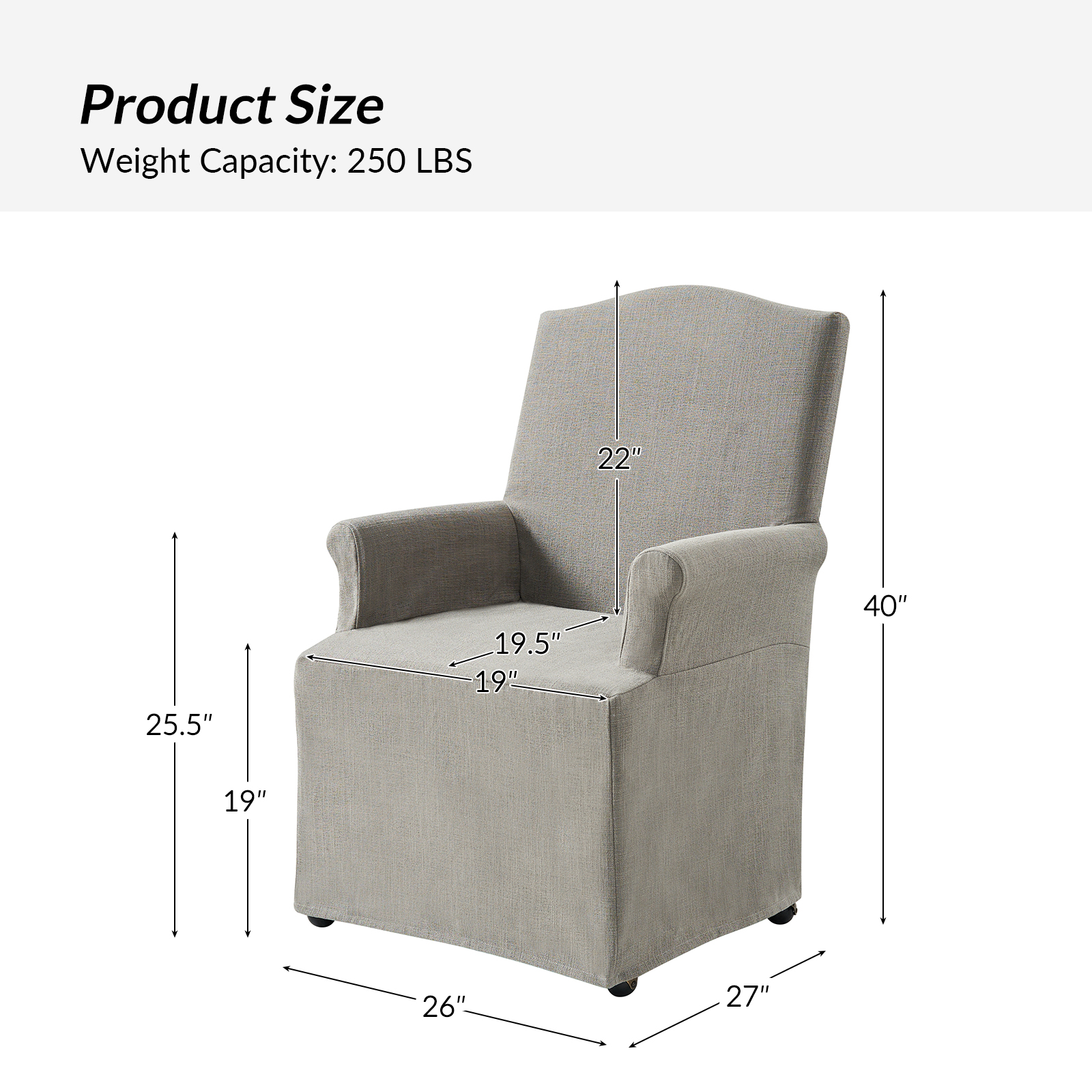 Kanrad Slipcover Roll Arm Dining Chair with Casters 5 Kanrad Slipcover Roll Arm Dining Chair with Casters - Image 5