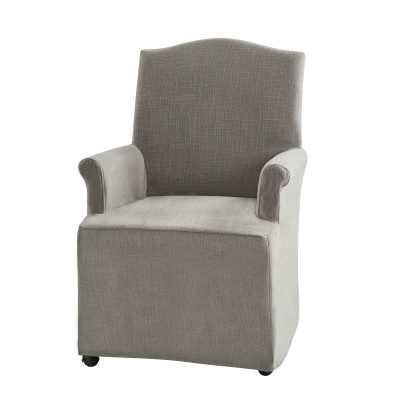 Kanrad Slipcover Roll Arm Dining Chair with Casters