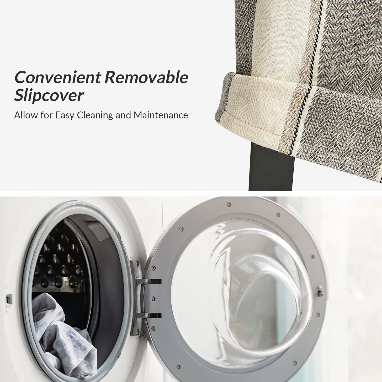 Kanrad Strip Slipcover Roll Arm Caster Dining Chair 3 Kanrad Strip Slipcover Roll Arm Caster Dining Chair - Image 3