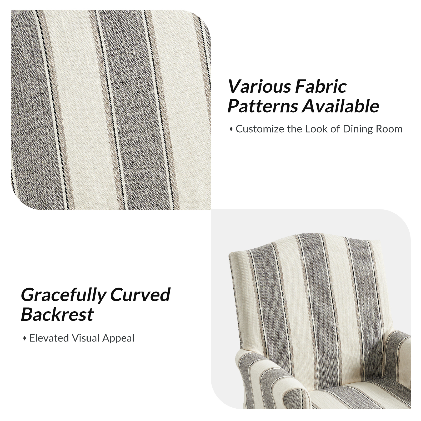 Kanrad Strip Slipcover Roll Arm Caster Dining Chair 4 Kanrad Strip Slipcover Roll Arm Caster Dining Chair - Image 4