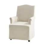 Kanrad Tan Slipcover Roll Arm Caster Dining Chair 6 Kanrad Tan Slipcover Roll Arm Caster Dining Chair