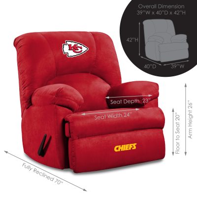 Kansas City Chiefs Embroidered Microfiber Rocker Recliner Made in USA