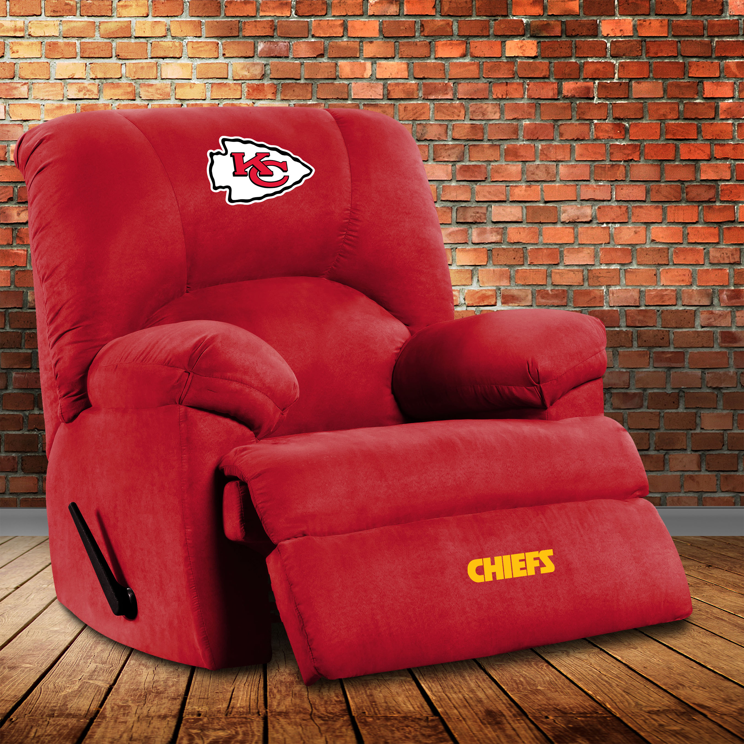 Kansas City Chiefs Embroidered Microfiber Rocker Recliner Made in USA 6 Kansas City Chiefs Embroidered Microfiber Rocker Recliner Made in USA - Image 6