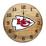 Kansas City Chiefs Oak Barrel Clock Kansas Collection
