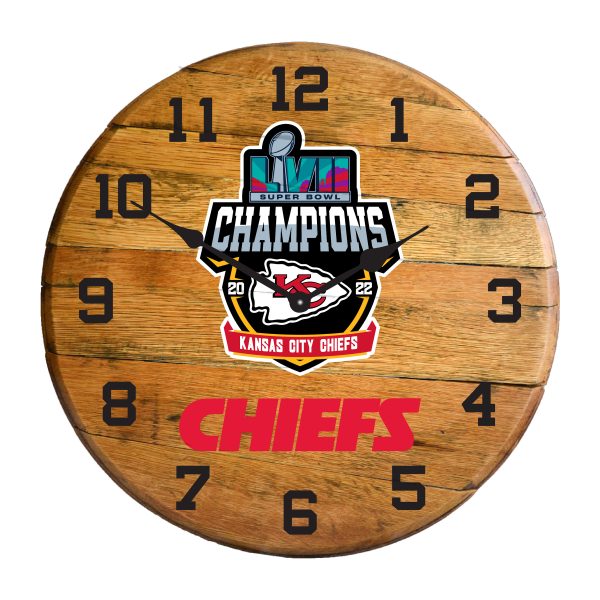 Kansas City Chiefs Oak Barrel Clock Kansas Collection 2