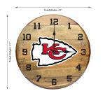 Kansas City Chiefs Oak Barrel Clock Kansas Collection