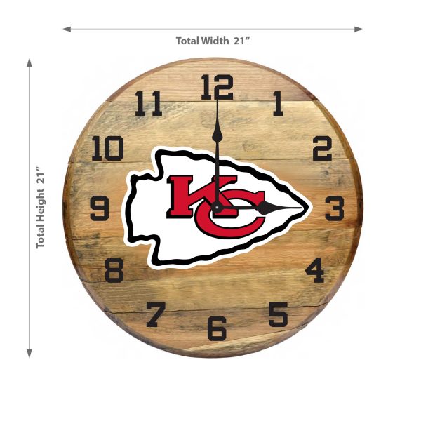 Kansas City Chiefs Oak Barrel Clock Kansas Collection 6