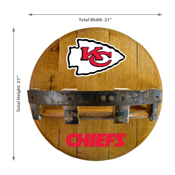 Kansas City Chiefs Oak Whiskey Barrel Bar Shelf Kansas Collection 1
