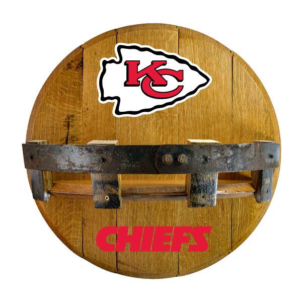 Kansas City Chiefs Oak Whiskey Barrel Bar Shelf Kansas Collection 2