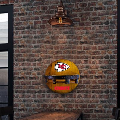 Kansas City Chiefs Oak Whiskey Barrel Bar Shelf Kansas Collection