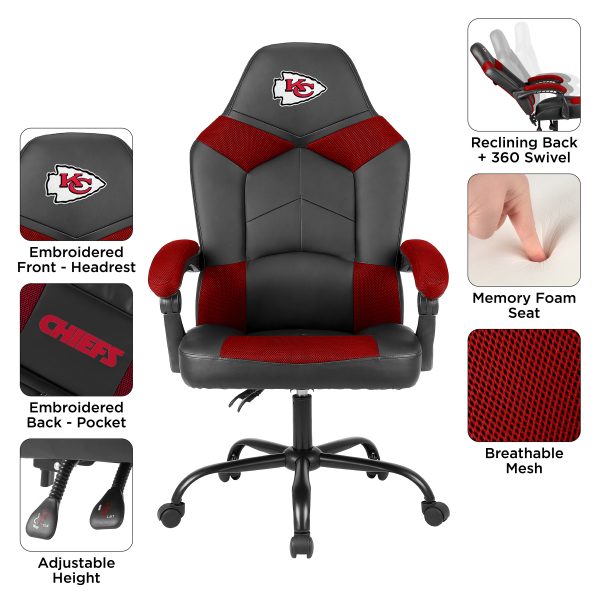 Kansas City Chiefs Oversized Gaming Office Chair with Storage Pouch 3