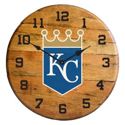 Kansas City Royals Oak Whiskey Barrel Clock MLB Licensed