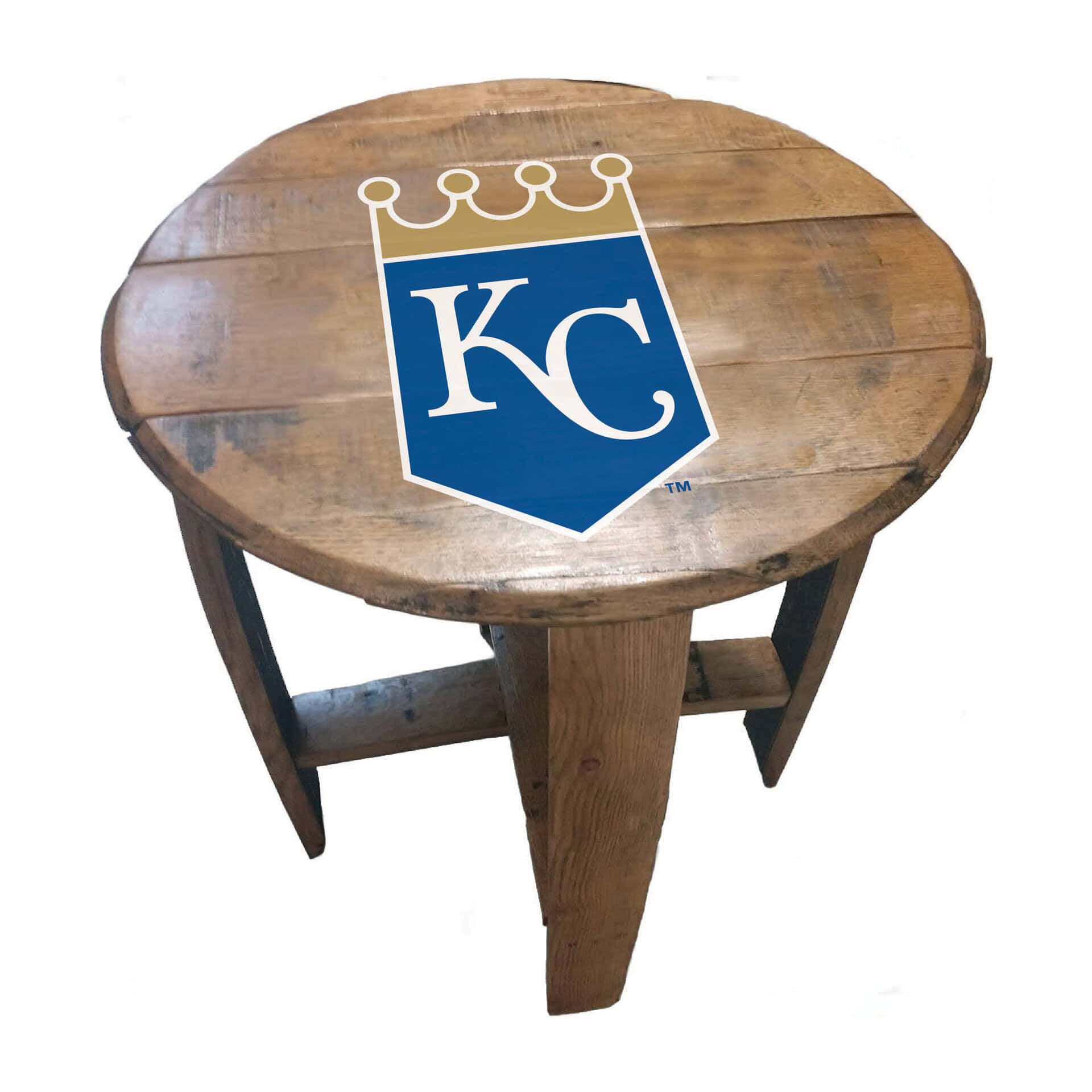Kansas City Royals Oak Whiskey Barrel End Table 2 Kansas City Royals Oak Whiskey Barrel End Table - Image 2